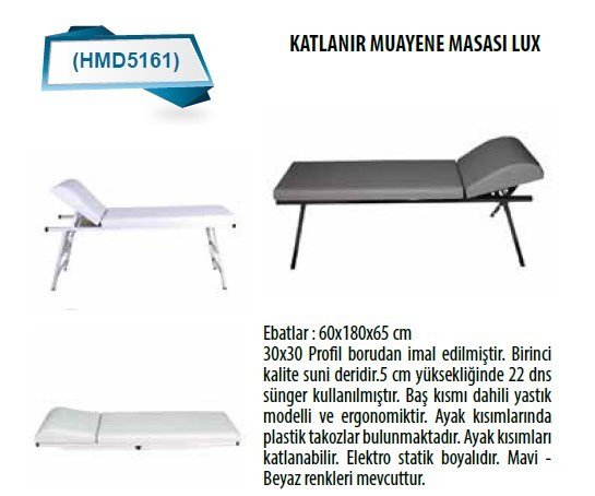 HMD5161 KATLANABİLİR MUAYENE MASASI LUX